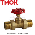 Red Hand Wheel Brass color External Thread Brass Stop Valve